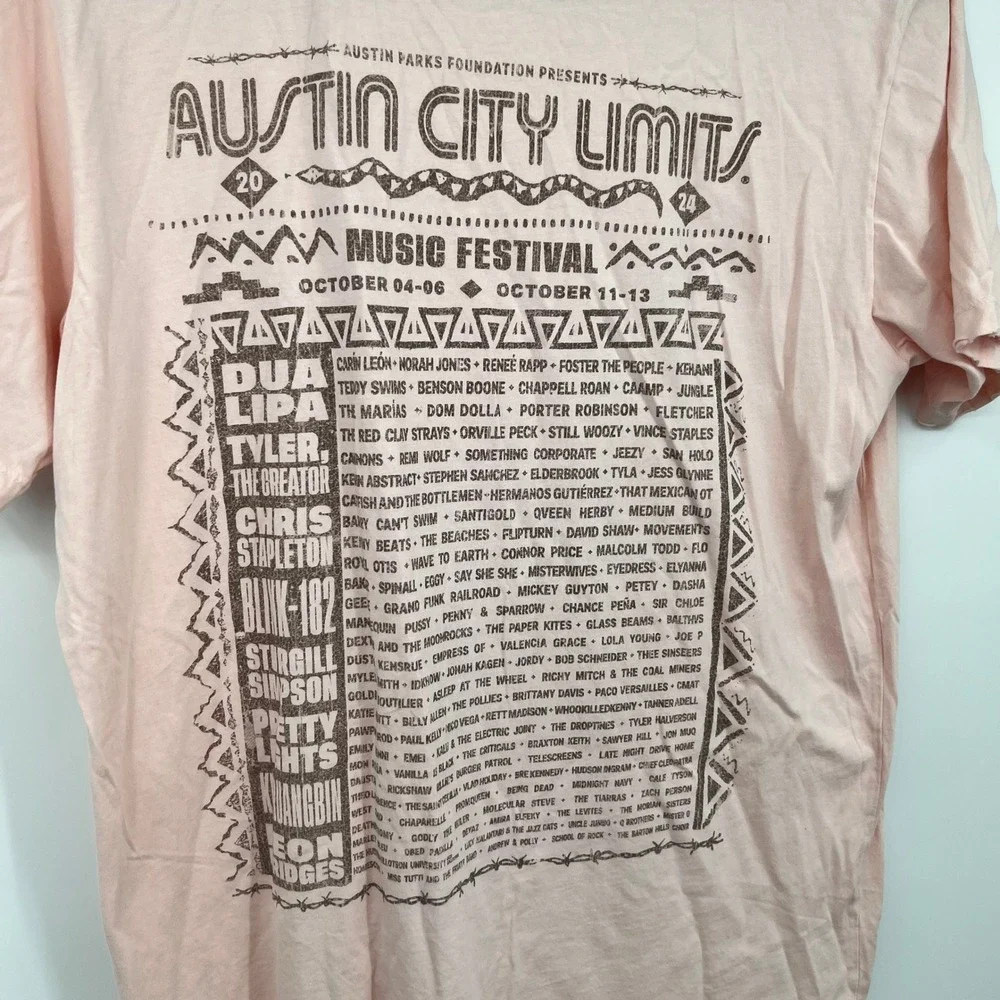 Austin City Limits 2024 Music Festival Lineup T-Shirt Pink‎ Eagle XXL NWT